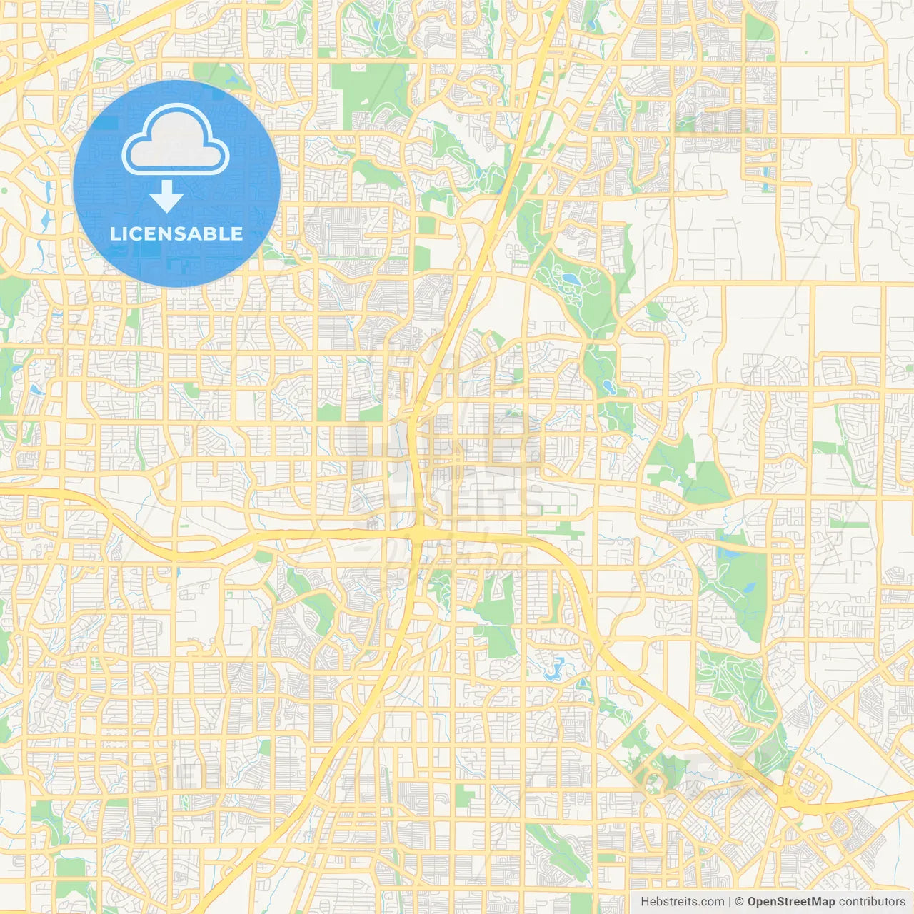 Empty vector map of Plano, Texas, USA