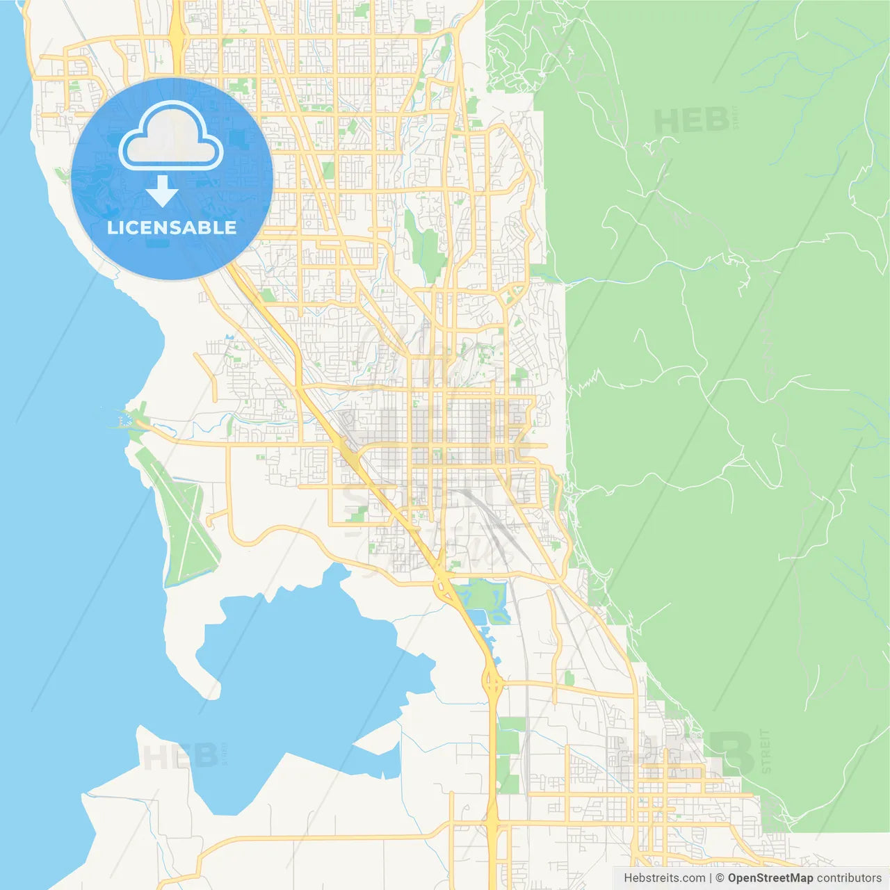 Empty vector map of Provo, Utah, USA