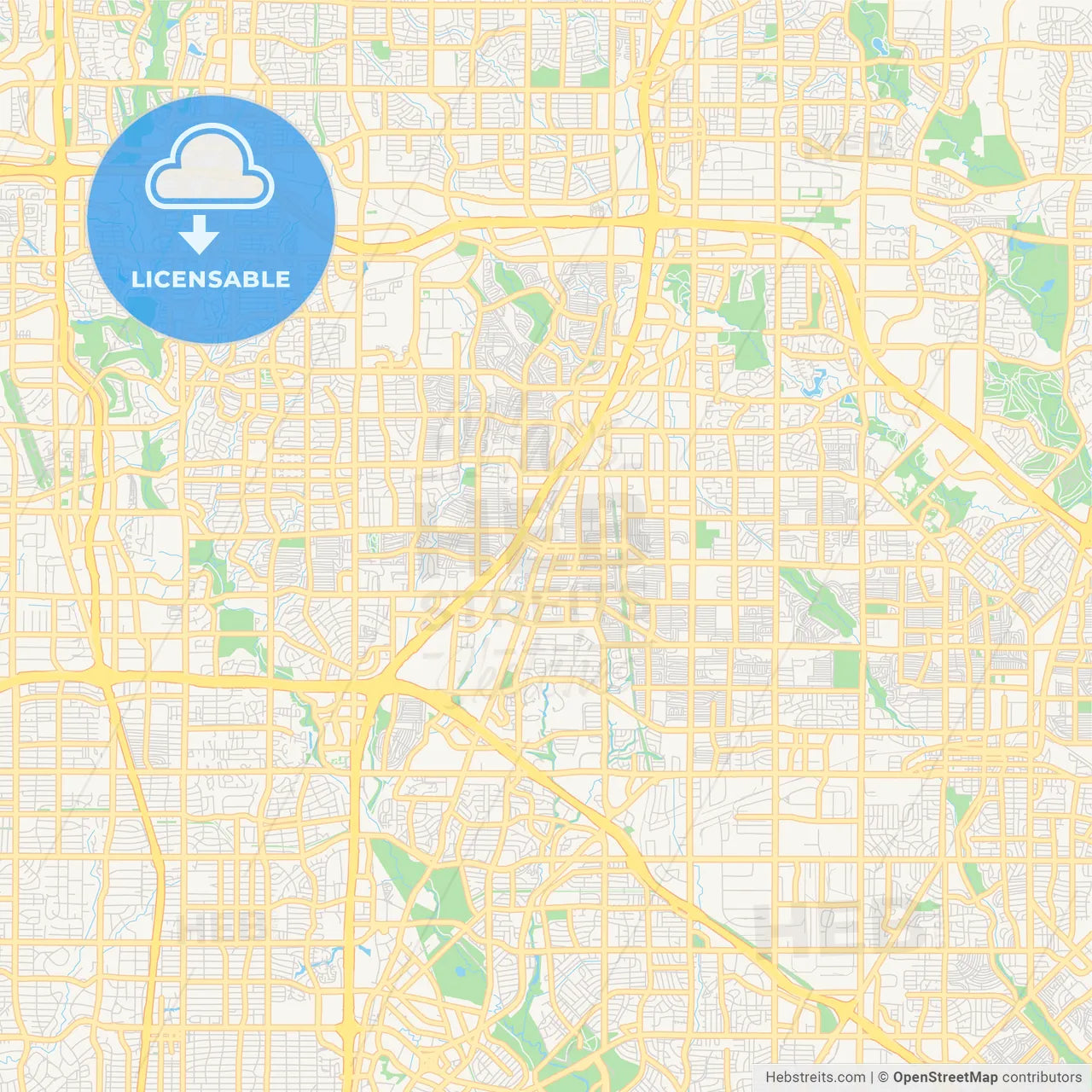 Empty vector map of Richardson, Texas, USA