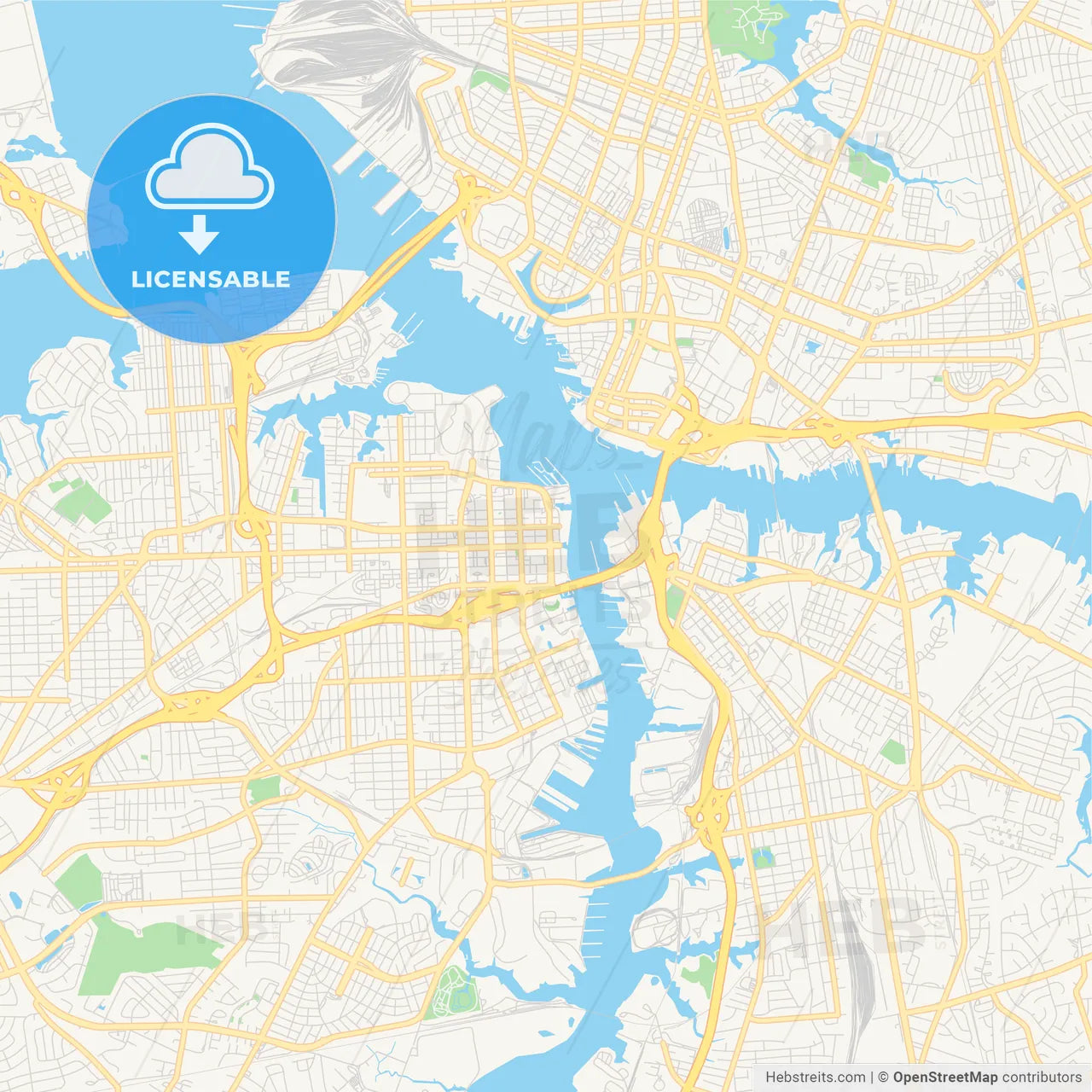 Empty vector map of Portsmouth, Virginia, USA