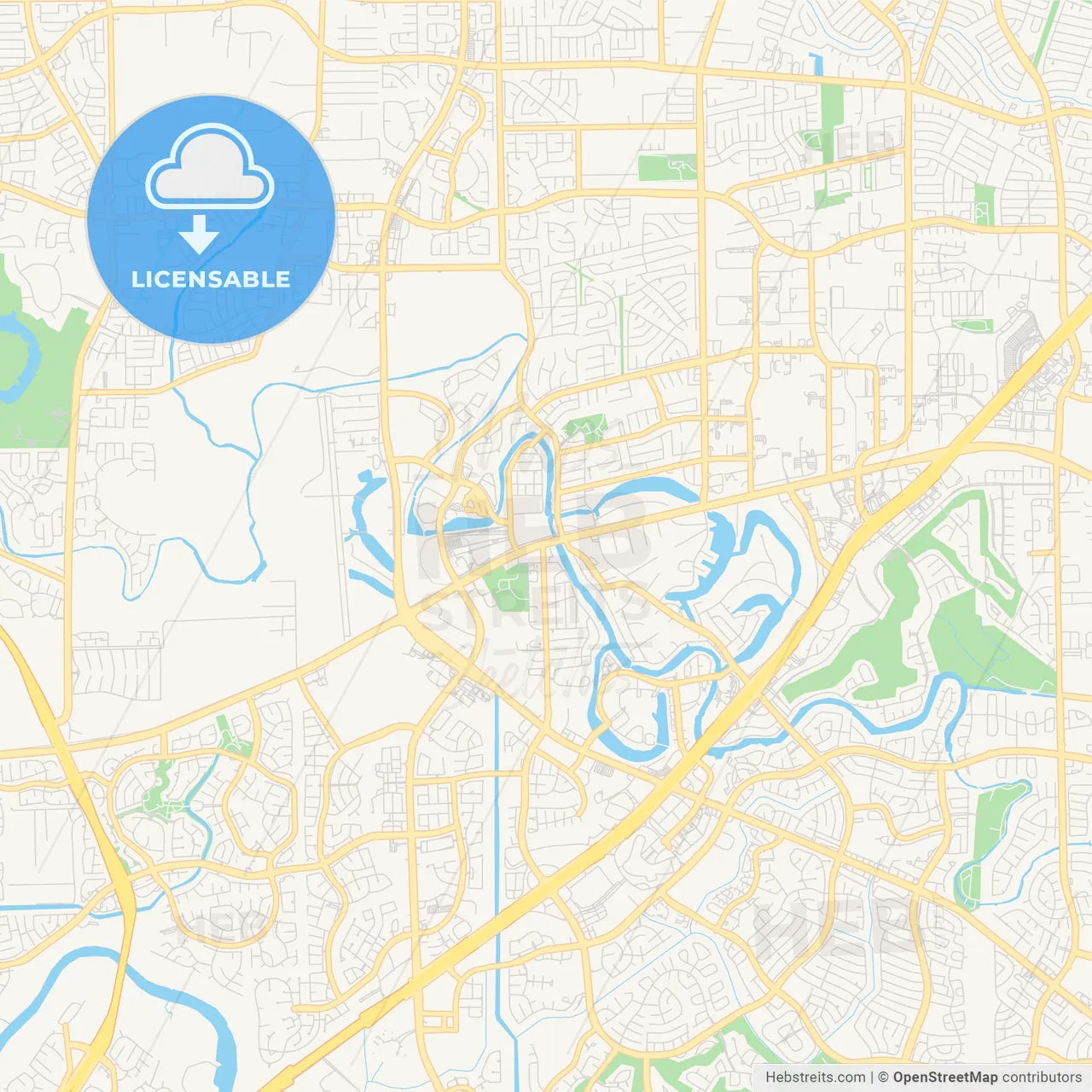 Empty vector map of Sugar Land, Texas, USA
