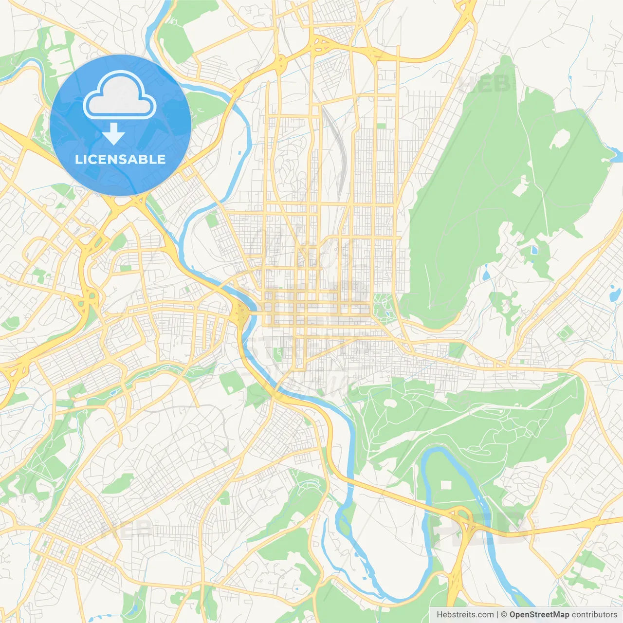 Empty vector map of Reading, Pennsylvania, USA