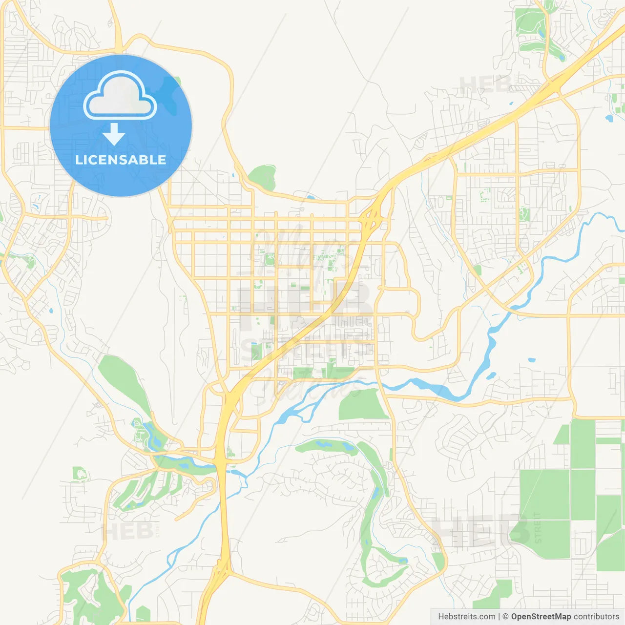 Empty vector map of St. George, Utah, USA