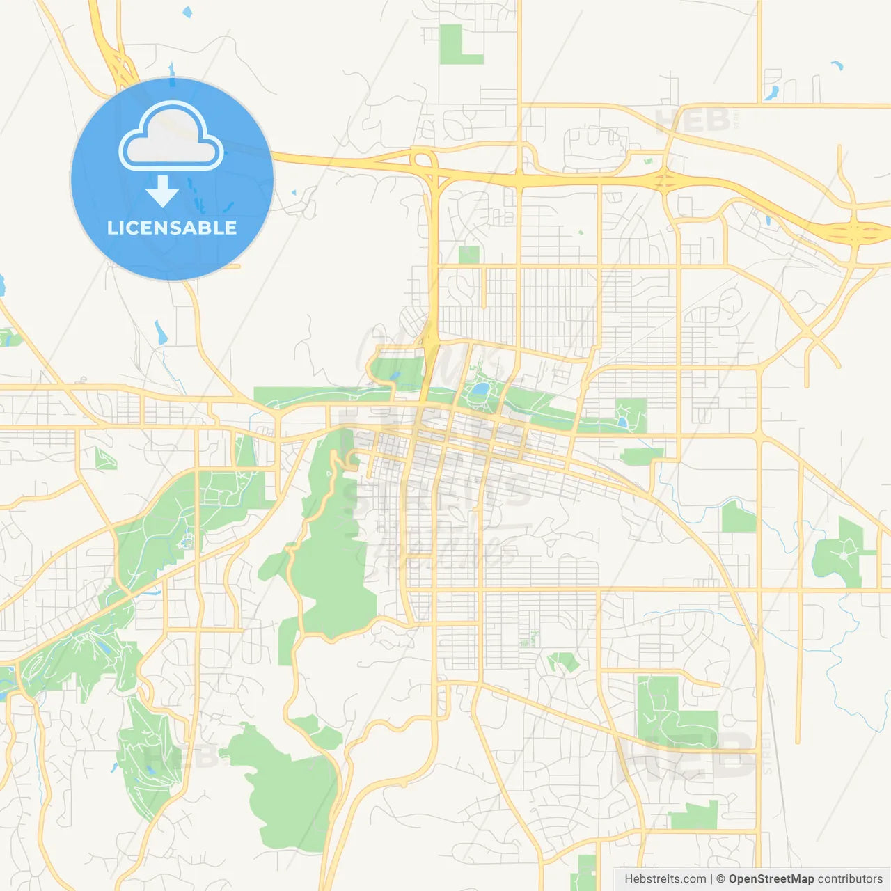 Empty vector map of Rapid City, South Dakota, USA