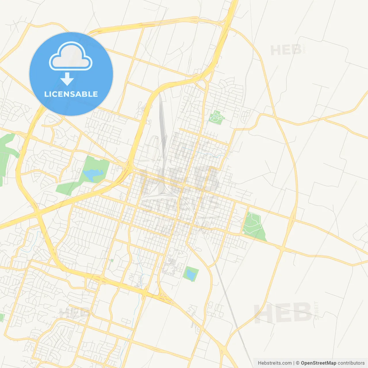 Empty vector map of Temple, Texas, USA