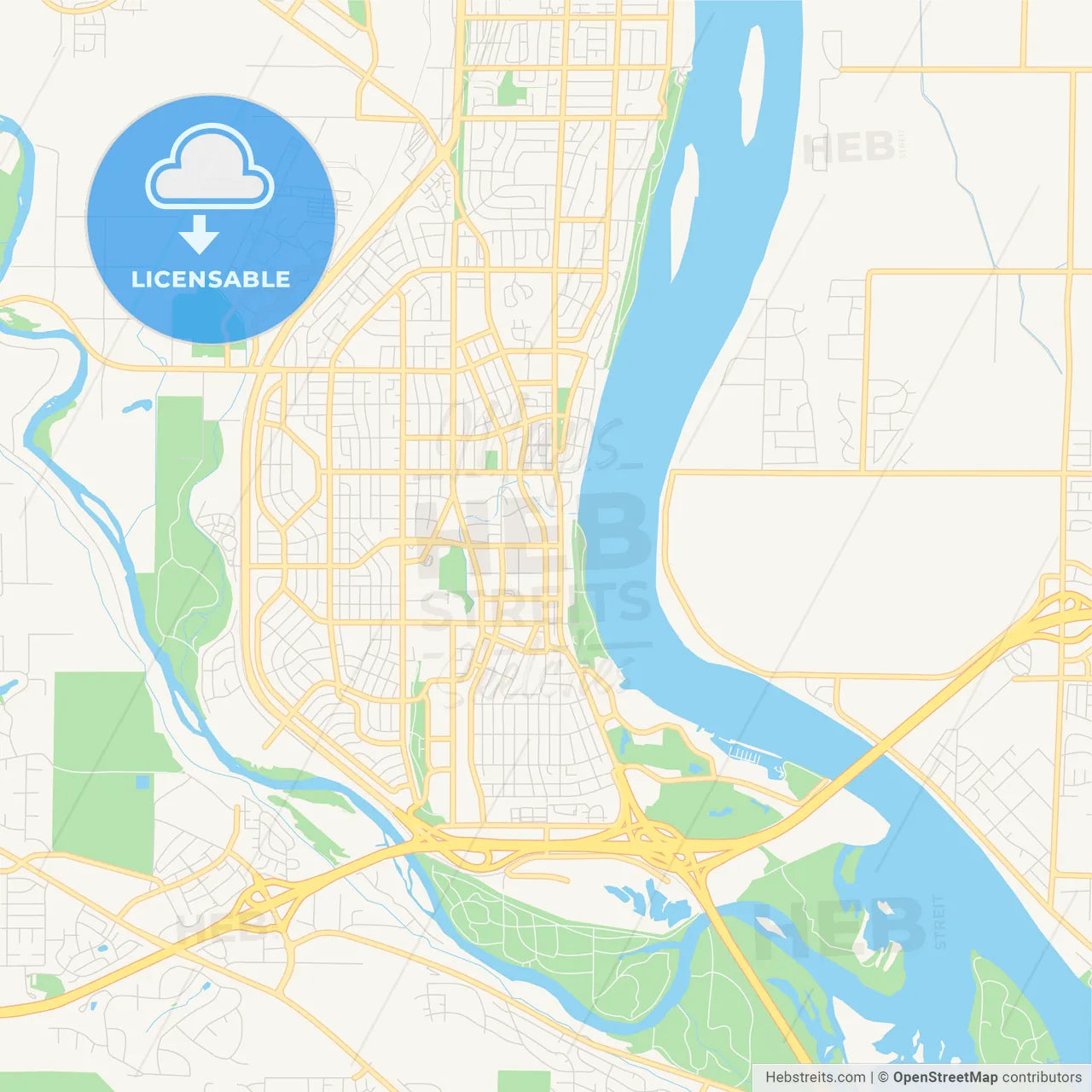 Empty vector map of Richland, Washington, USA