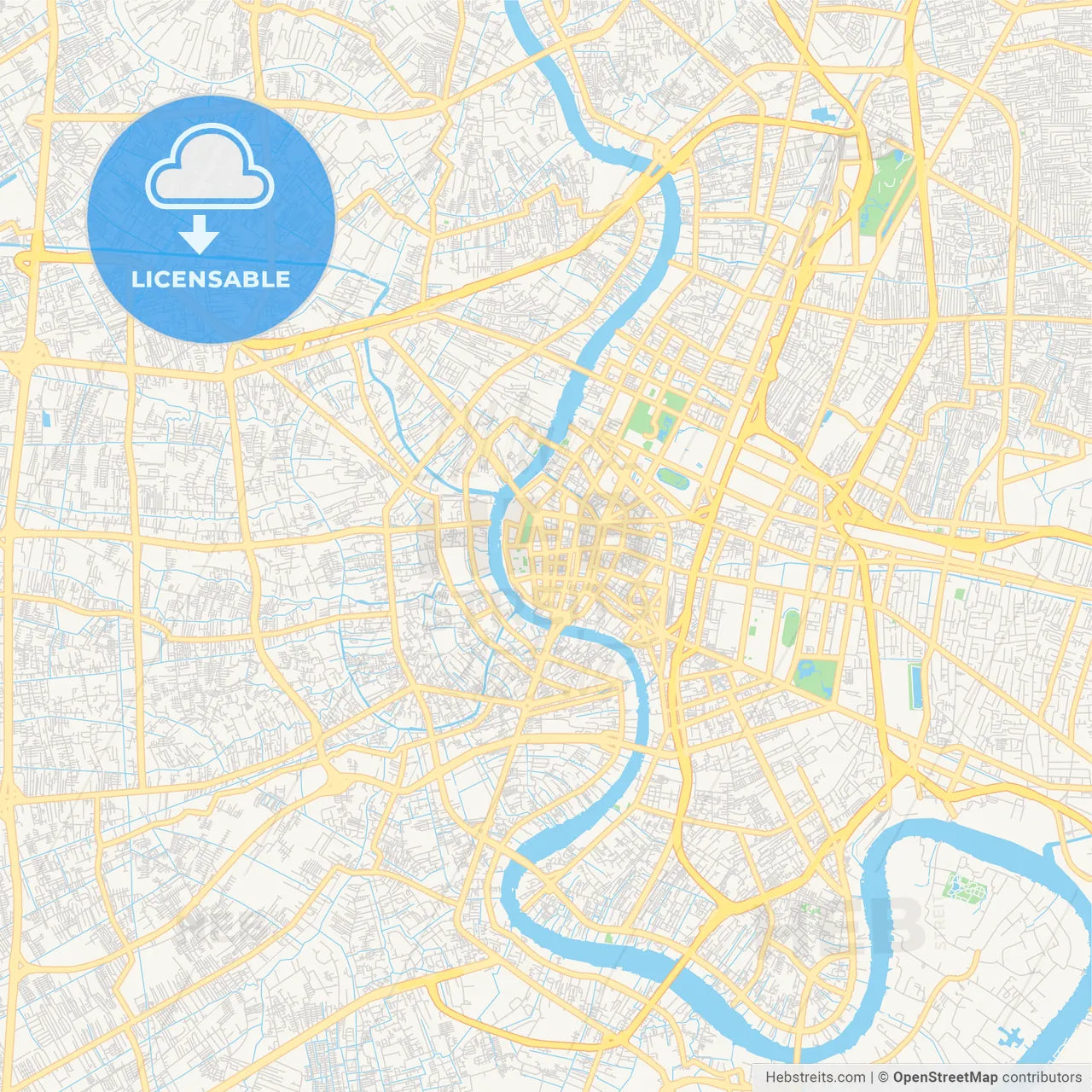 Printable street map of Bangkok, Thailand