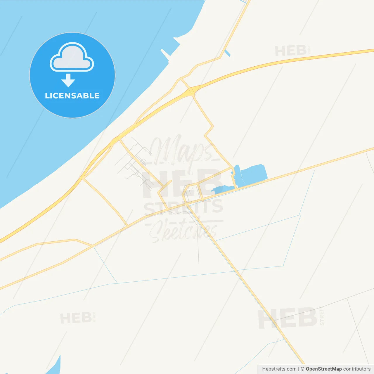 Printable street map of Idku, Egypt