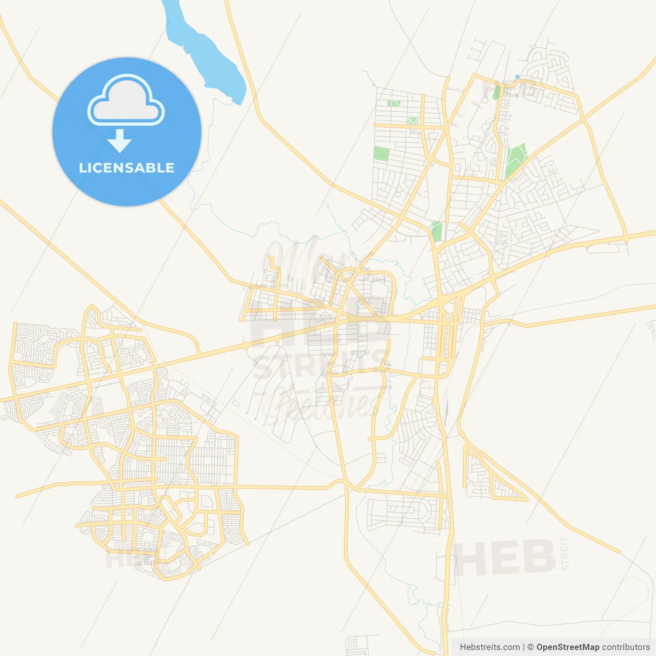 Printable street map of Klerksdorp, South Africa