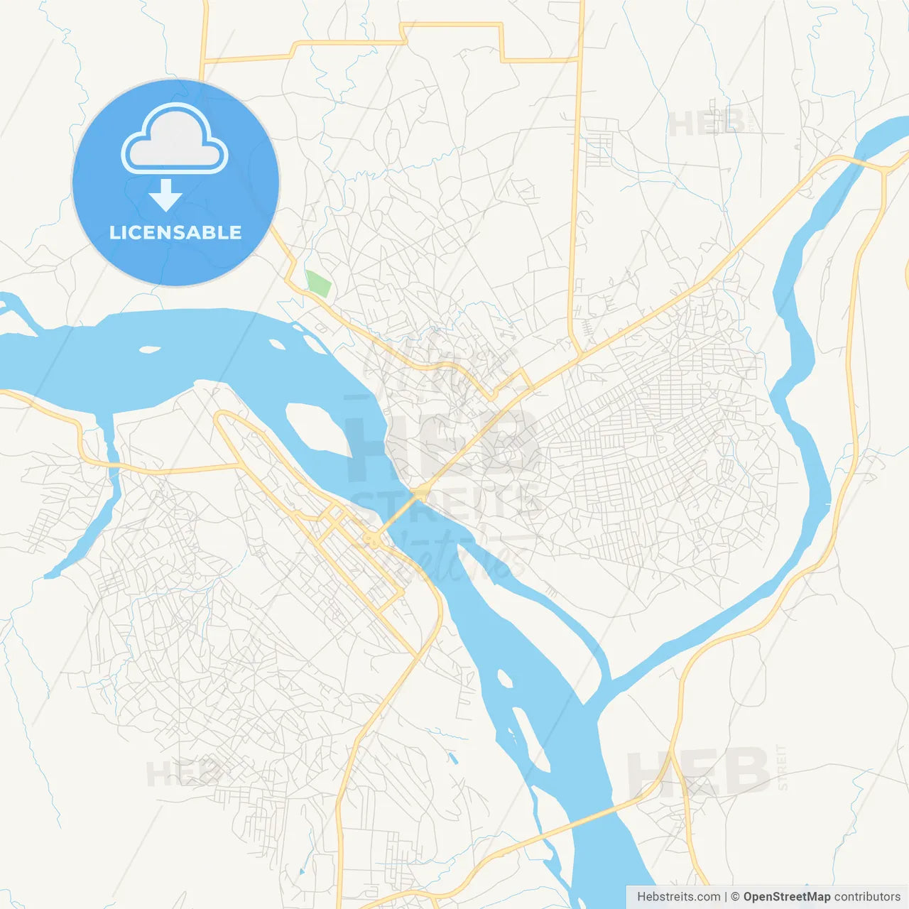 Printable street map of Tete, Mozambique