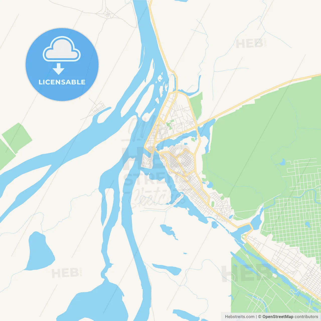 Printable street map of Mopti, Mali