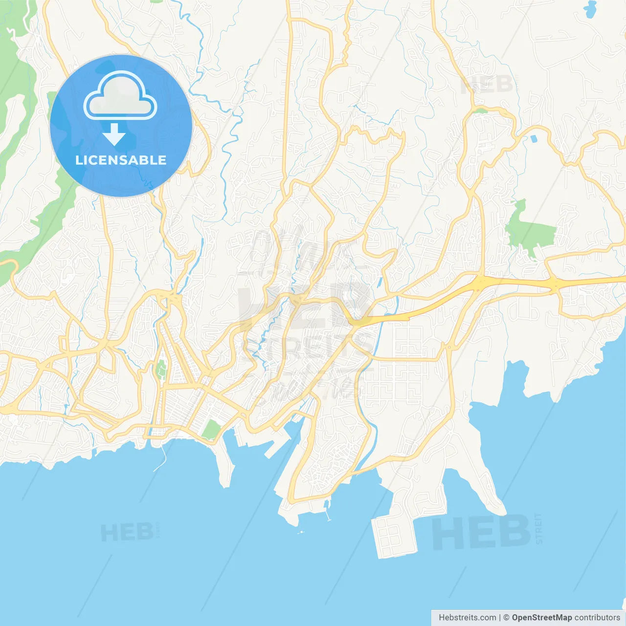 Fort-de-France, France Vector Map - Classic Colors