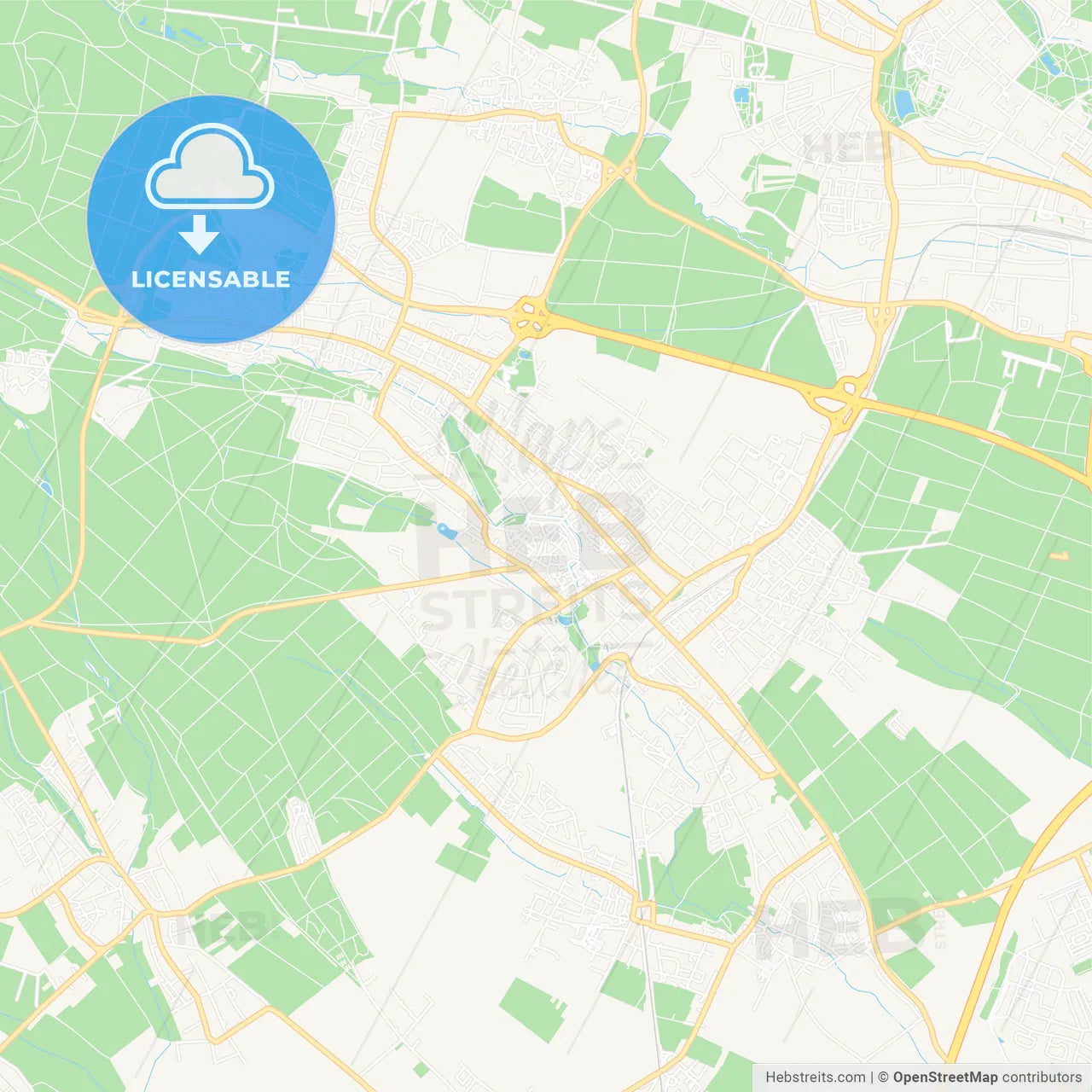 Oberursel (Taunus), Germany Vector Map - Classic Colors