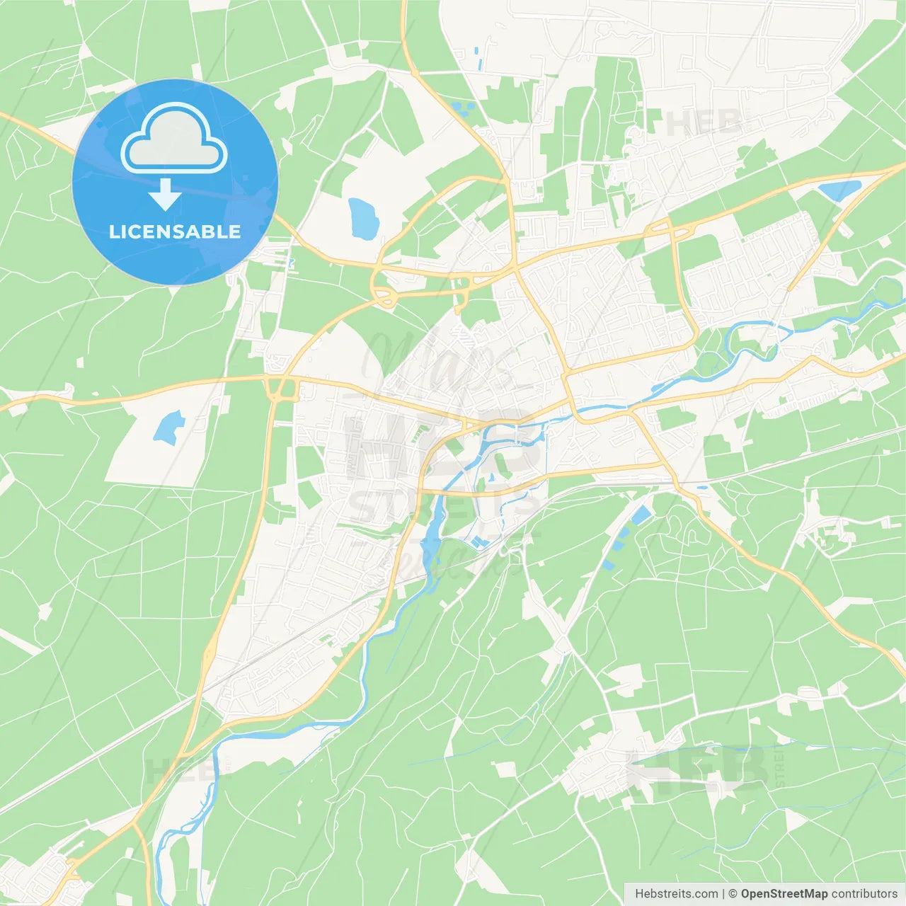 Furstenfeldbruck, Germany Vector Map - Classic Colors