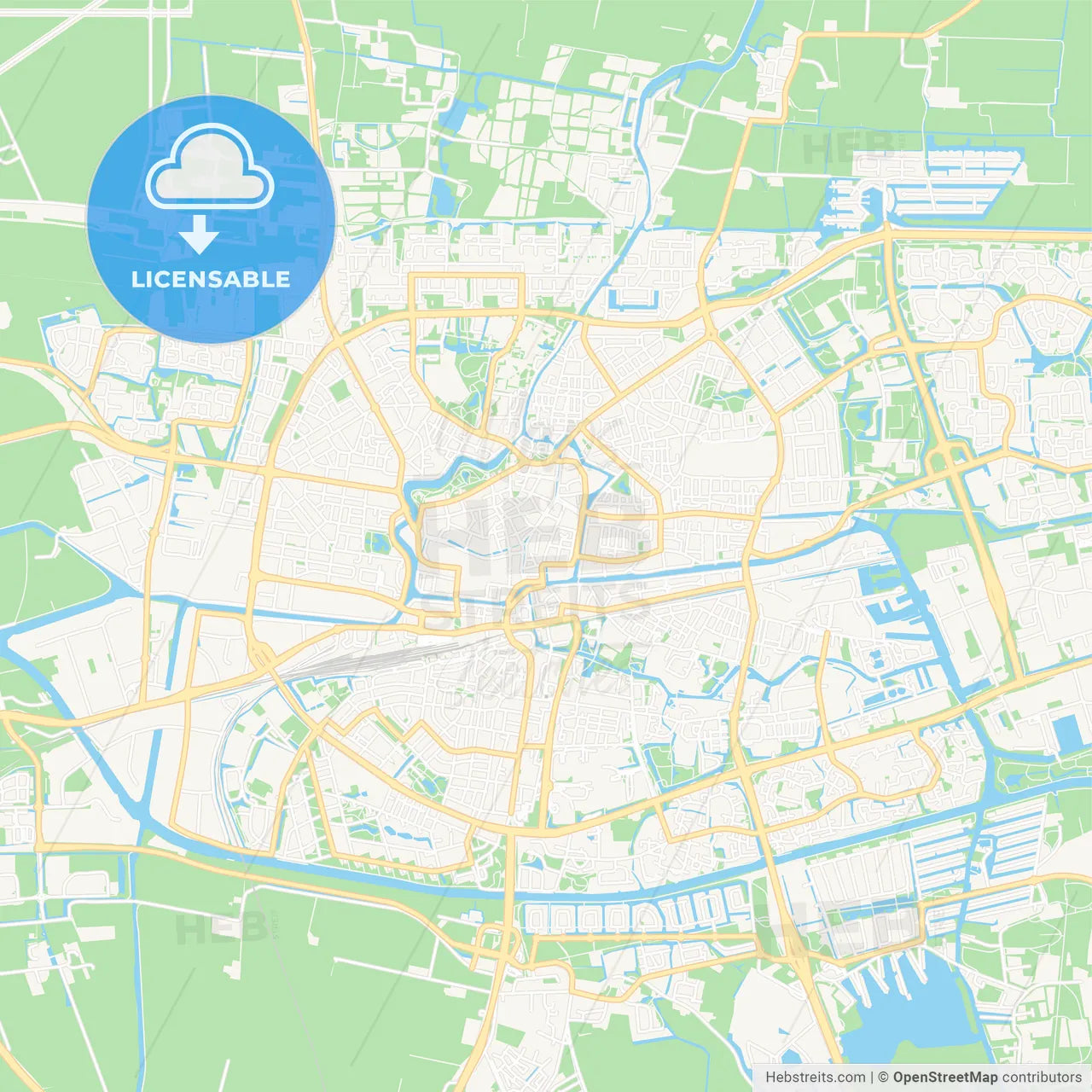 Leeuwarden, Netherlands Vector Map - Classic Colors