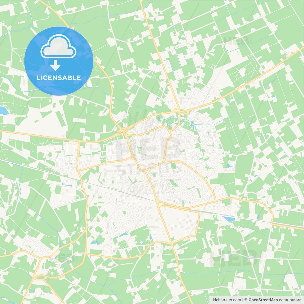 Deurne, Netherlands Vector Map - Classic Colors