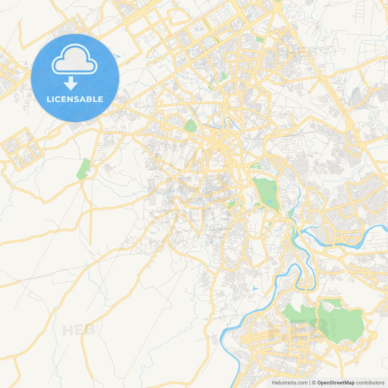 Printable street map of Rawalpindi, Pakistan