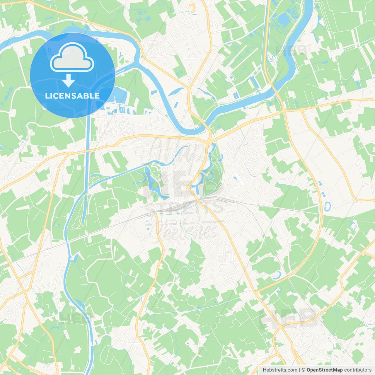 Dendermonde , Belgium Vector Map - Classic Colors