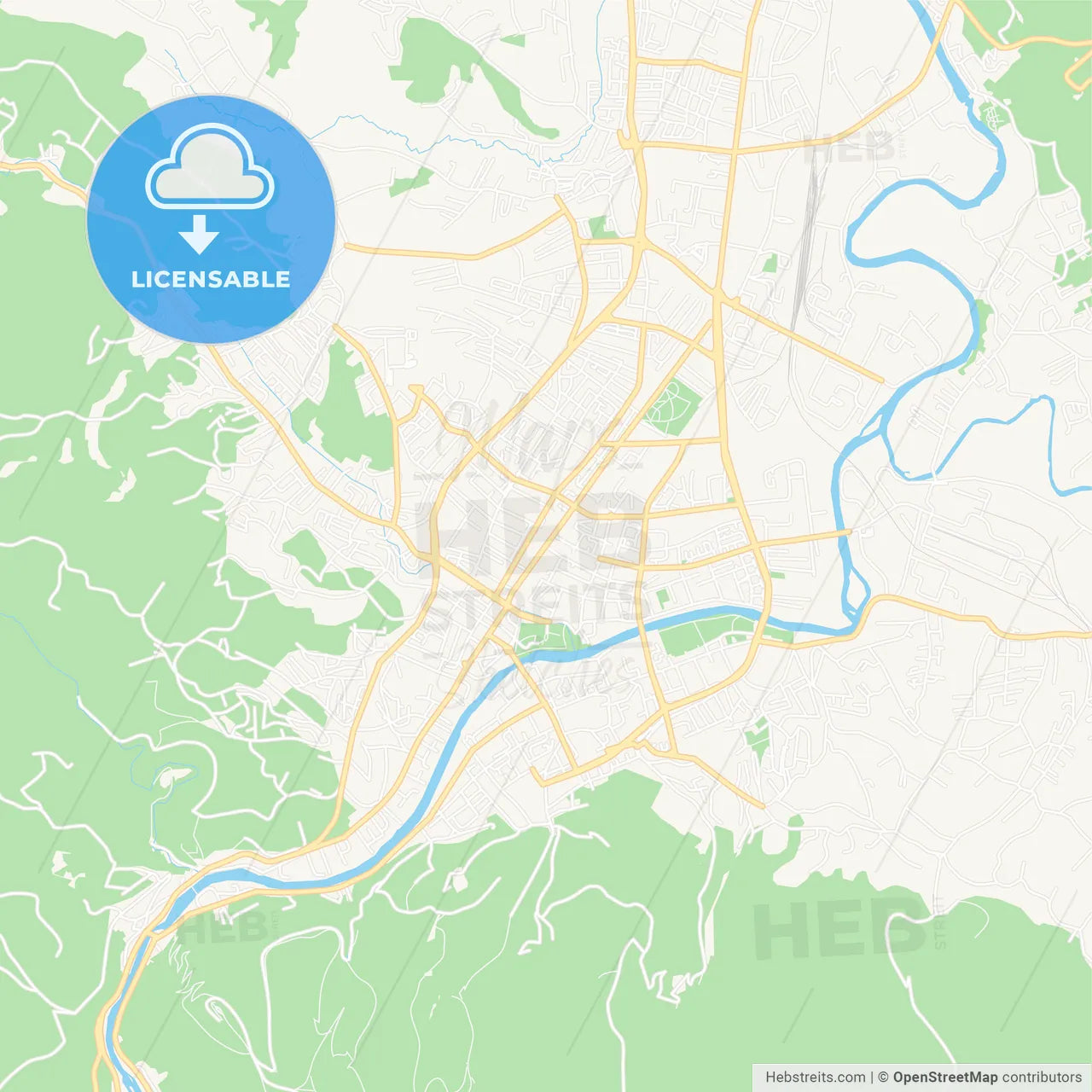 Banja Luka, Bosnia and Herzegovina Vector Map - Classic Colors