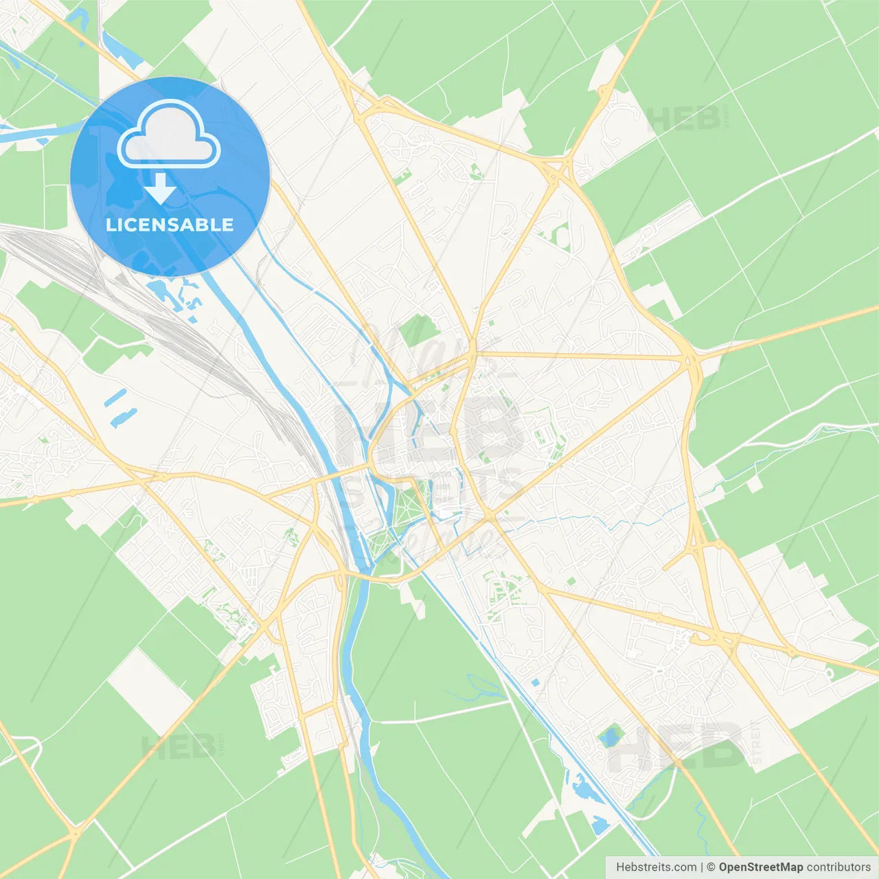 Chalons-en-Champagne, France Vector Map - Classic Colors