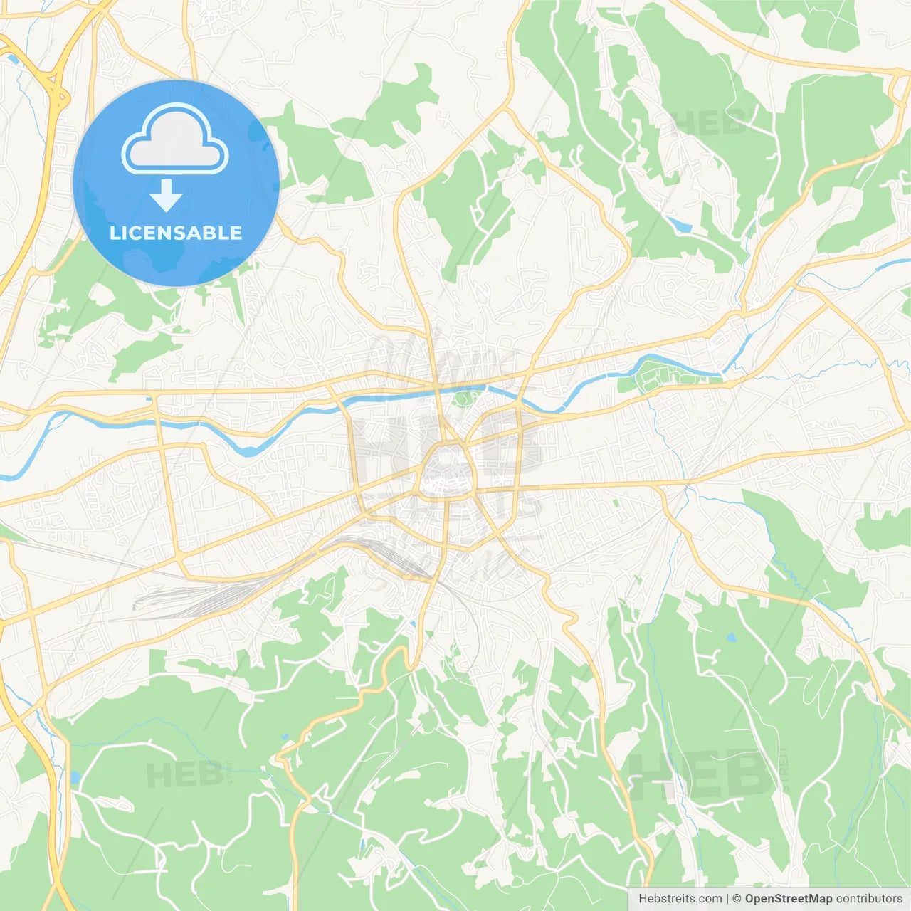 Brive-la-Gaillarde, France Vector Map - Classic Colors