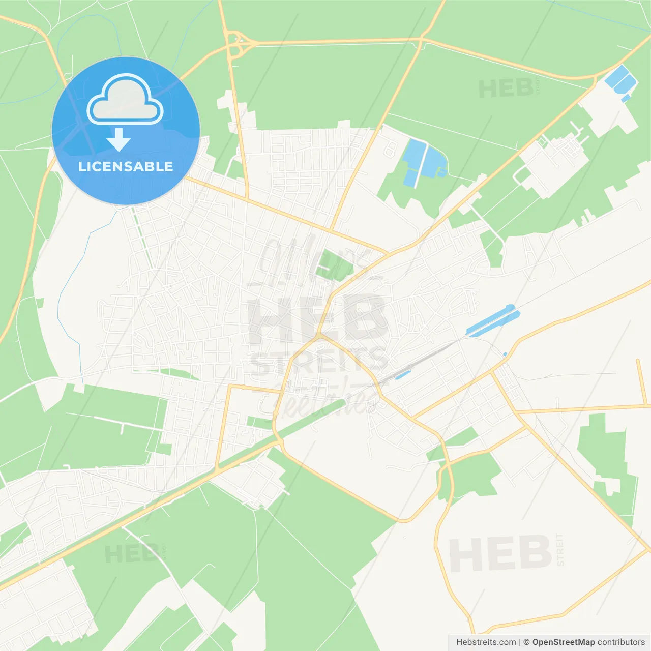 Hodmezovasarhely, Hungary Vector Map - Classic Colors