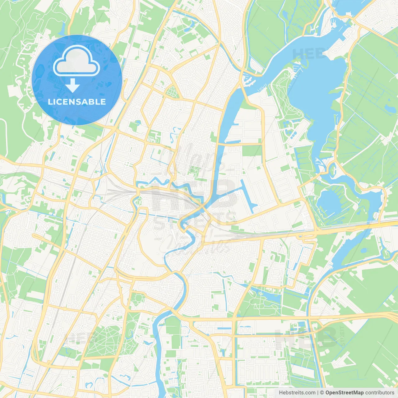 Haarlem, Netherlands Vector Map - Classic Colors