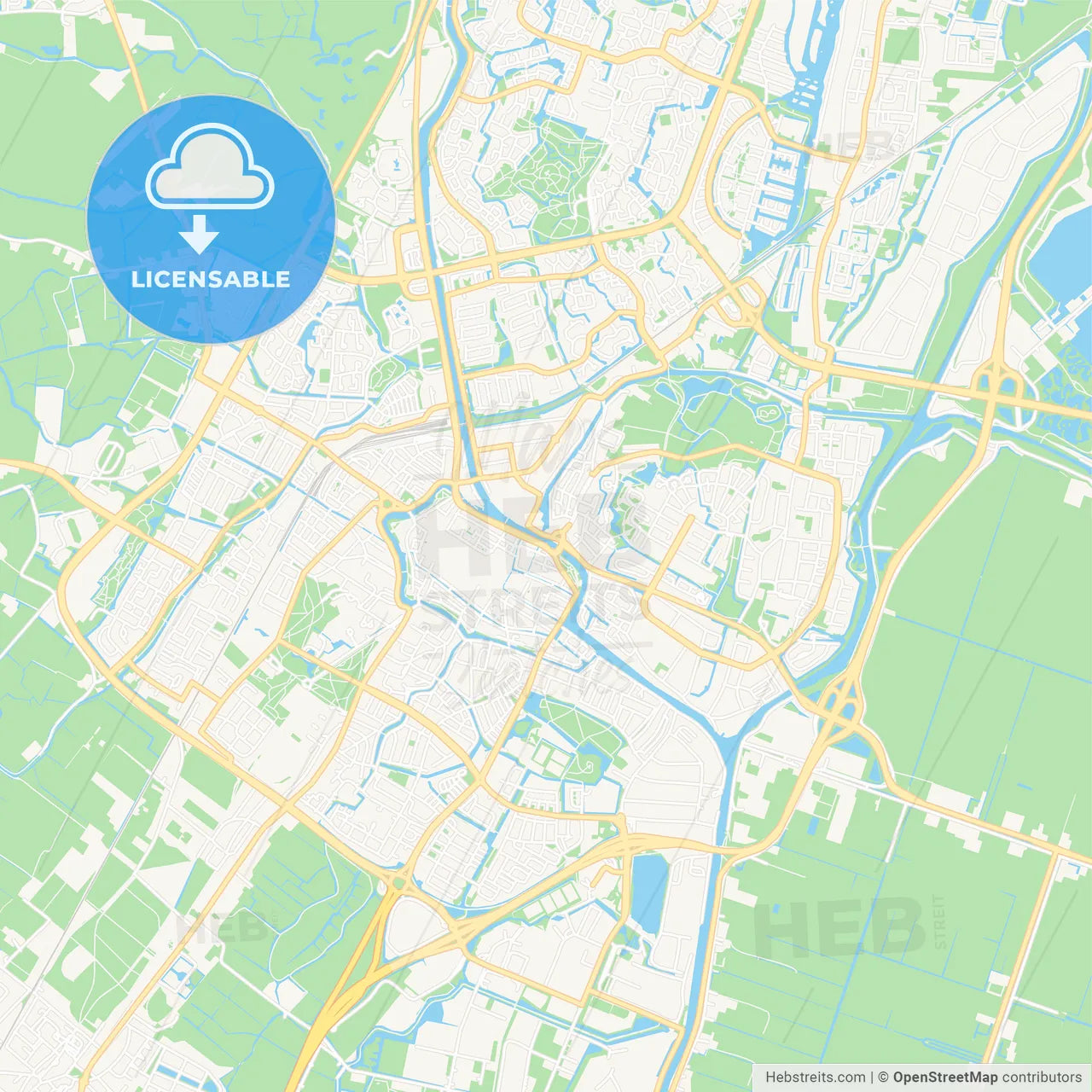 Alkmaar, Netherlands Vector Map - Classic Colors