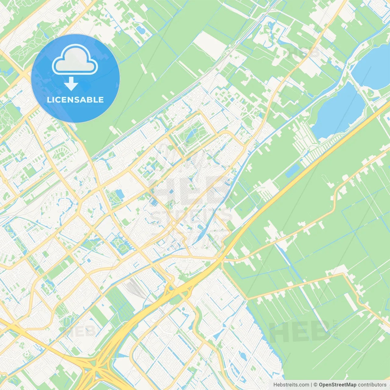 Leidschendam-Voorburg, Netherlands Vector Map - Classic Colors