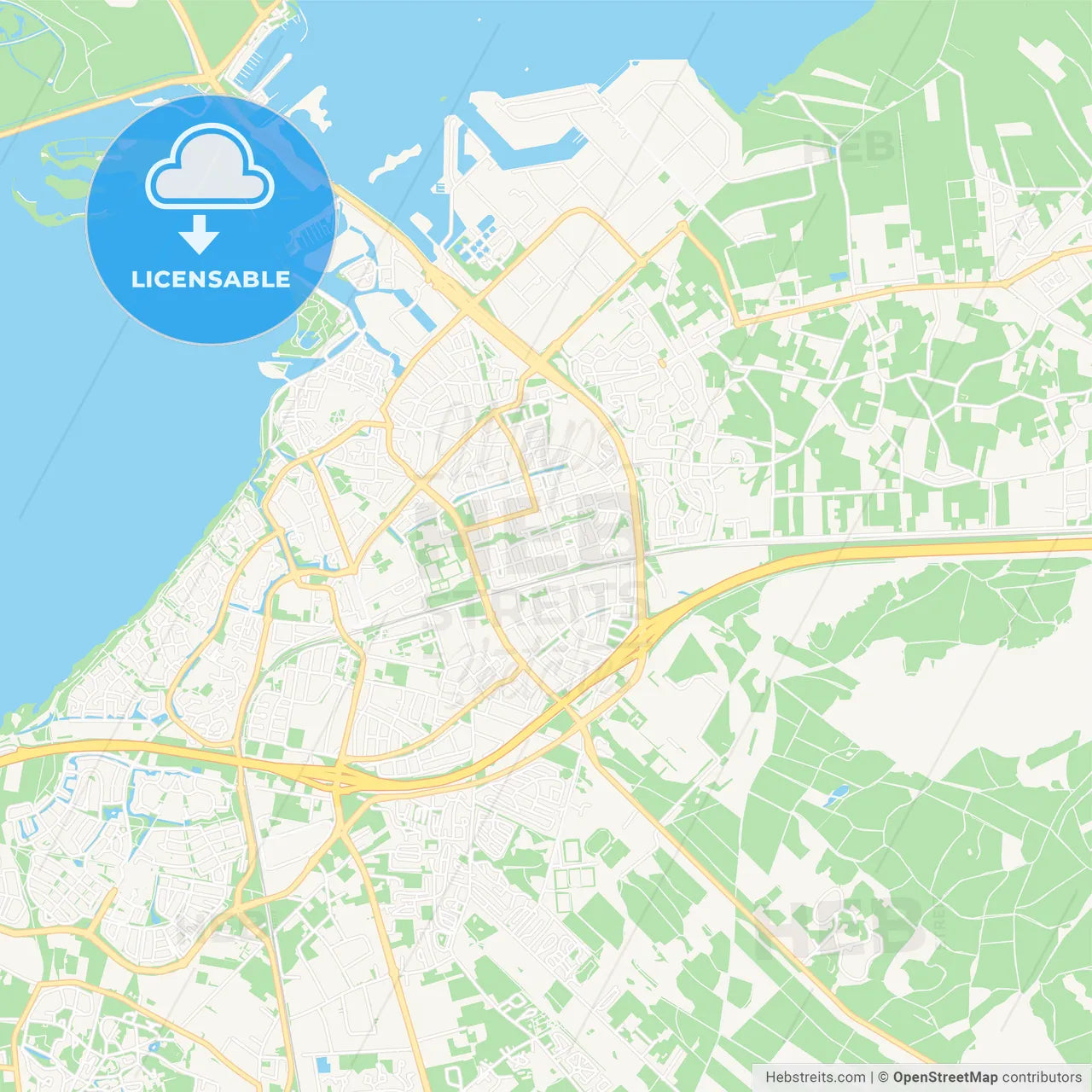 Harderwijk, Netherlands Vector Map - Classic Colors