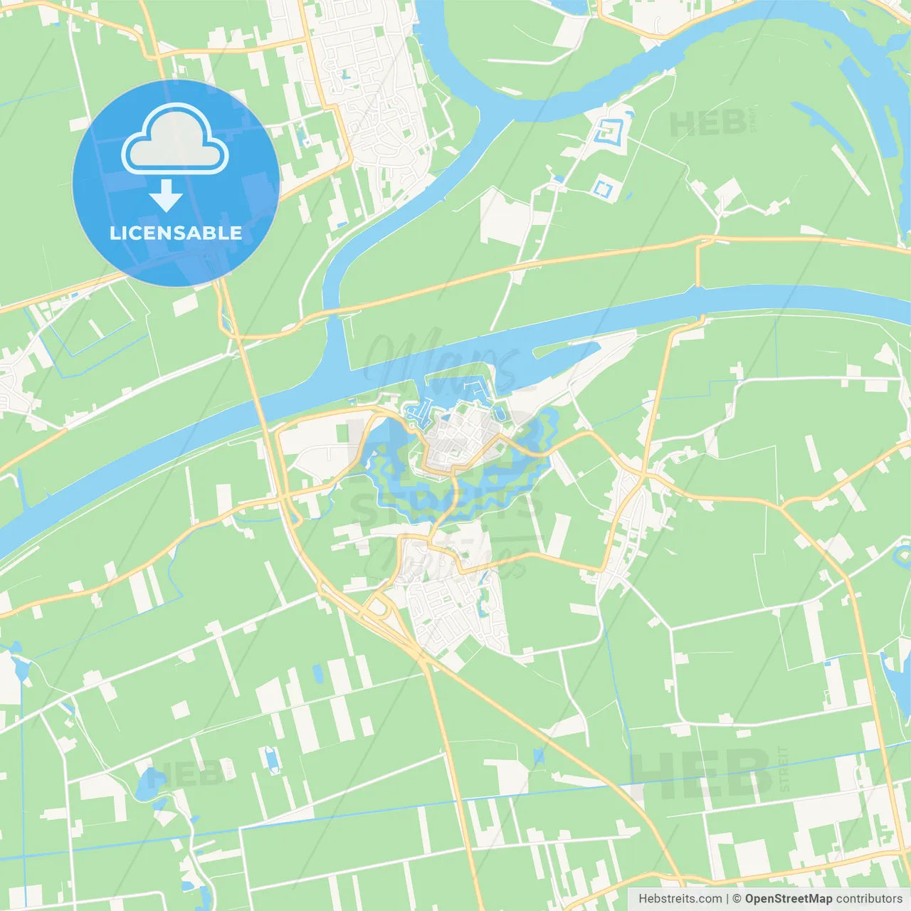 Heusden, Netherlands Vector Map - Classic Colors