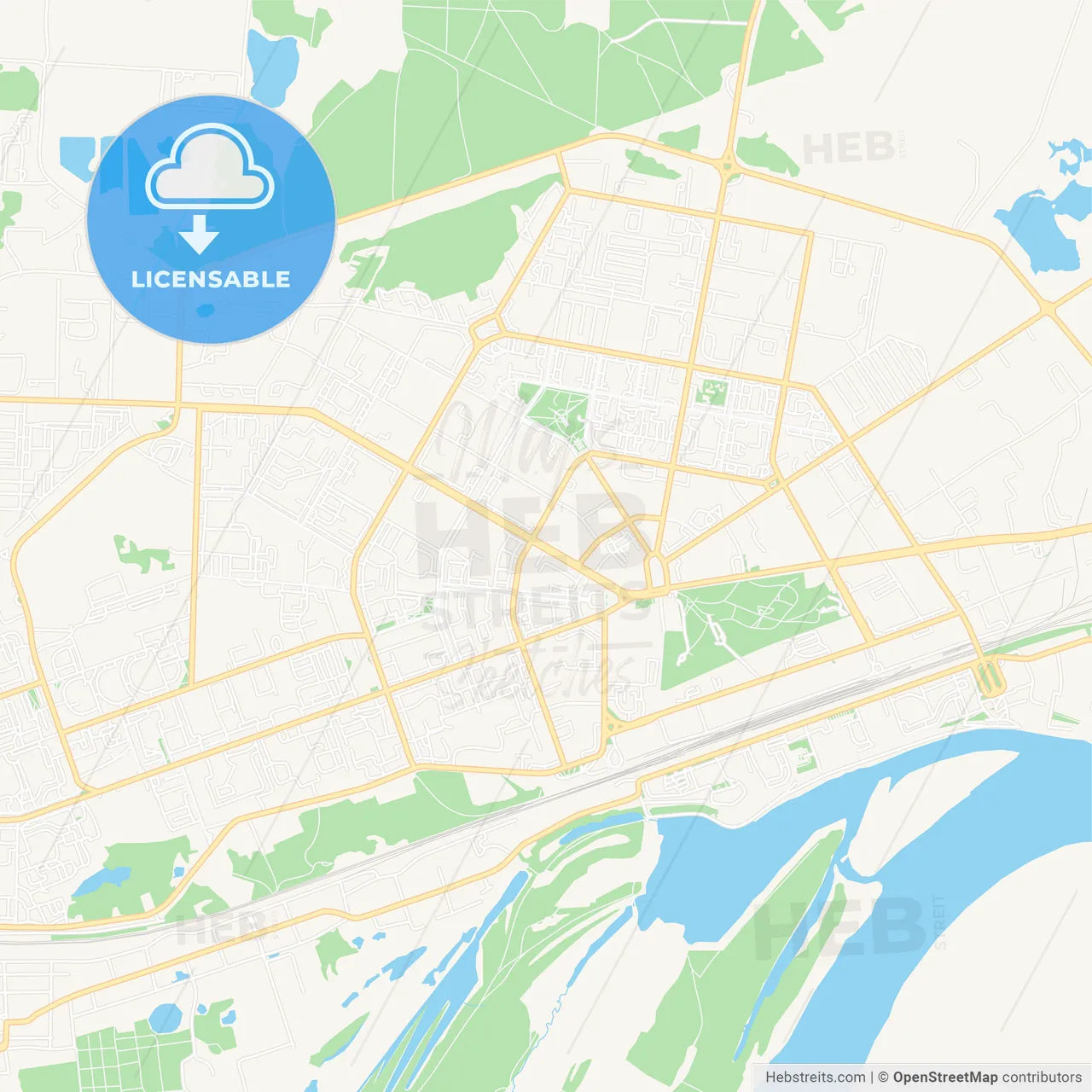 Dzerzhinsk, Russia Vector Map - Classic Colors