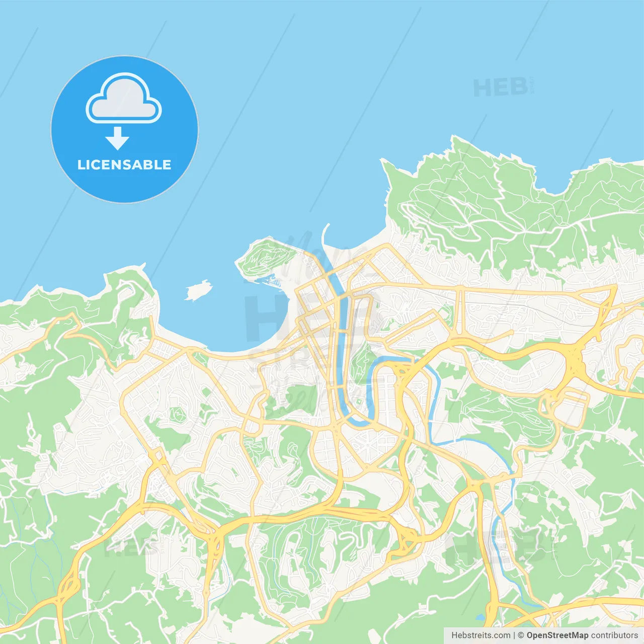 Donostia / San Sebastian, Spain Vector Map - Classic Colors