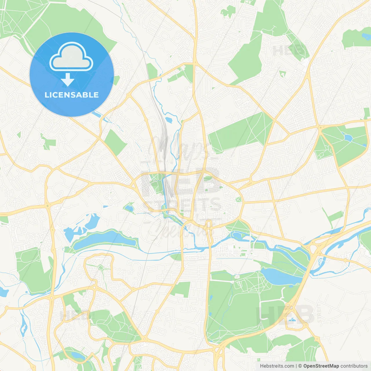 Northampton, England Vector Map - Classic Colors