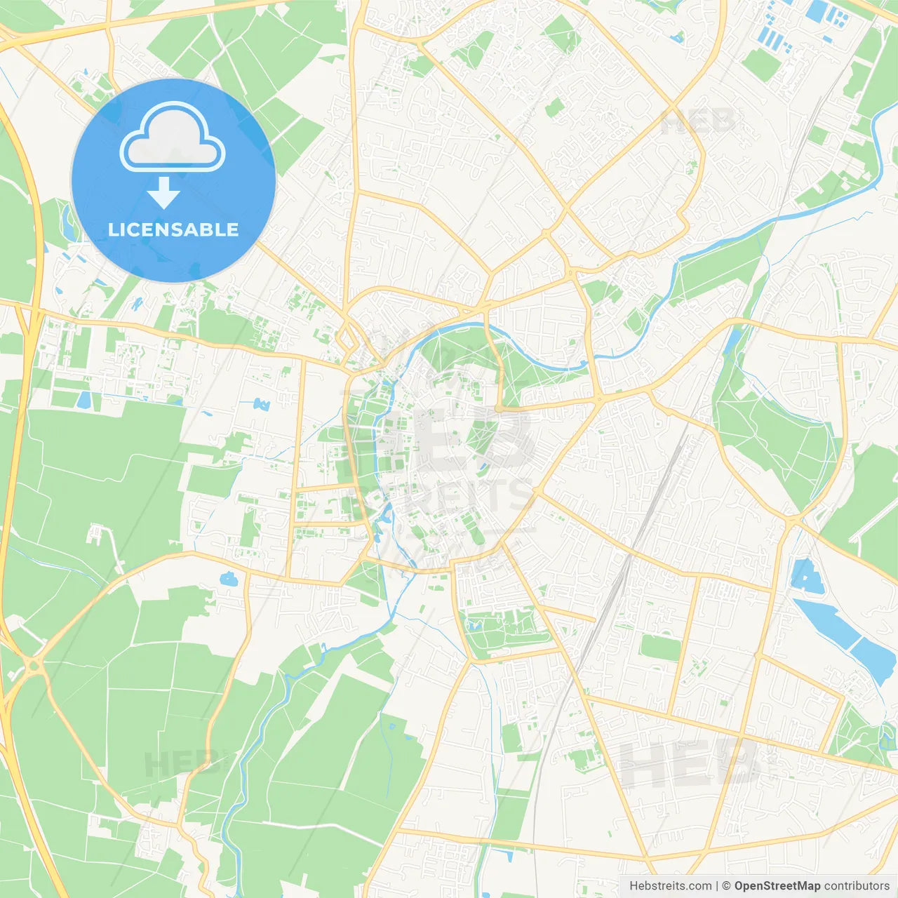 Cambridge, England Vector Map - Classic Colors