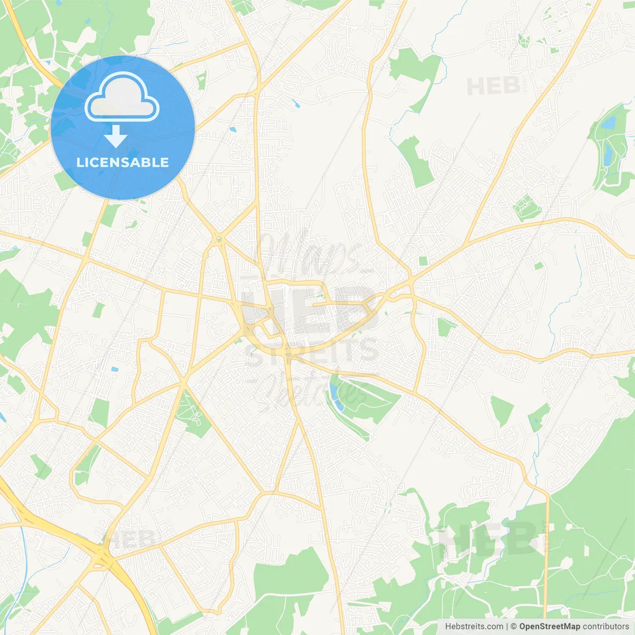 Oldham, England Vector Map - Classic Colors