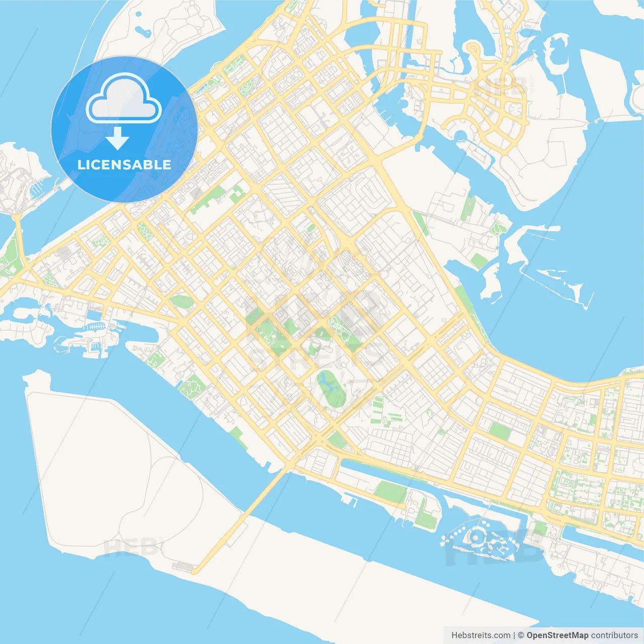 Printable street map of Abu Dhabi , United Arab Emirates