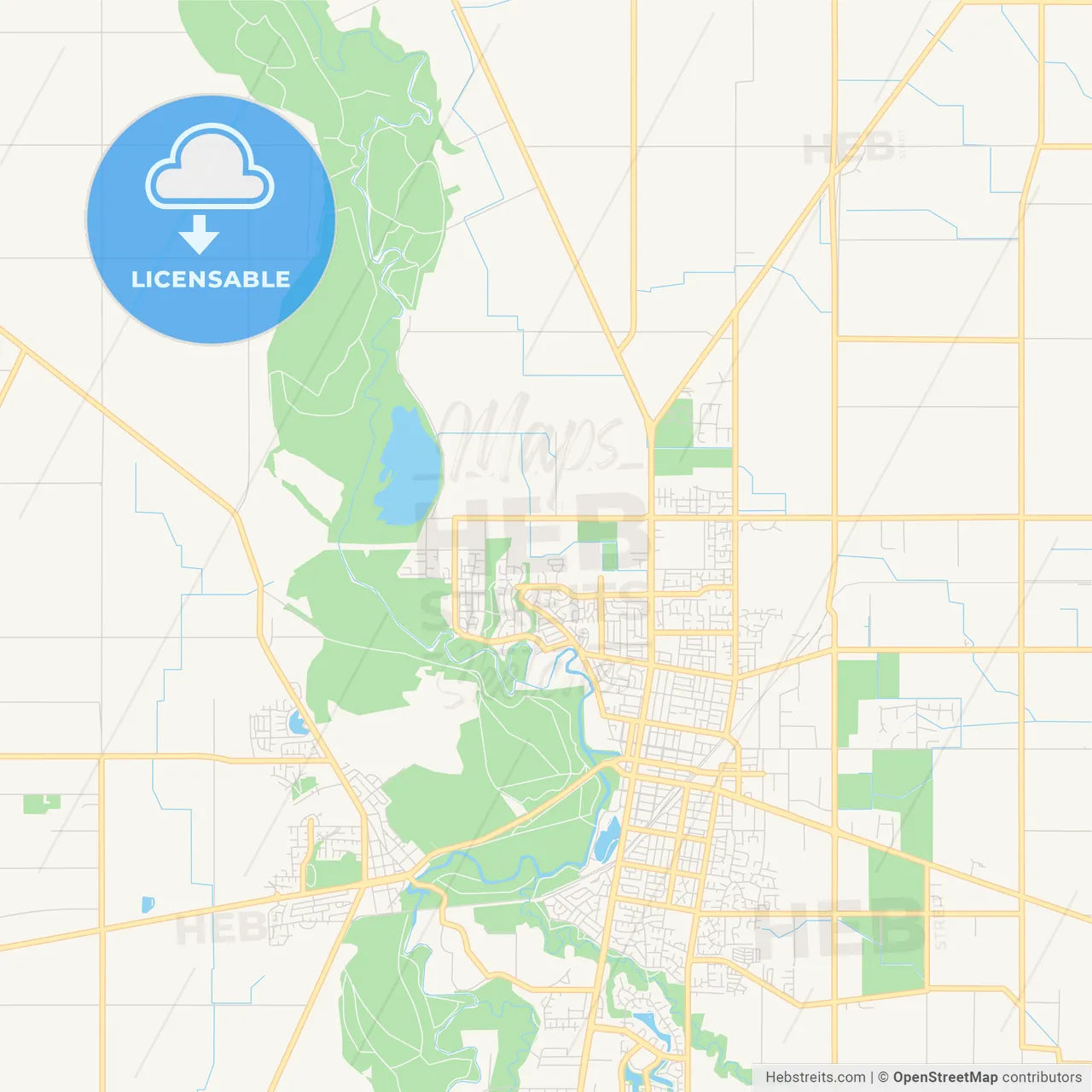 Printable street map of Shepparton–Mooroopna, Australia