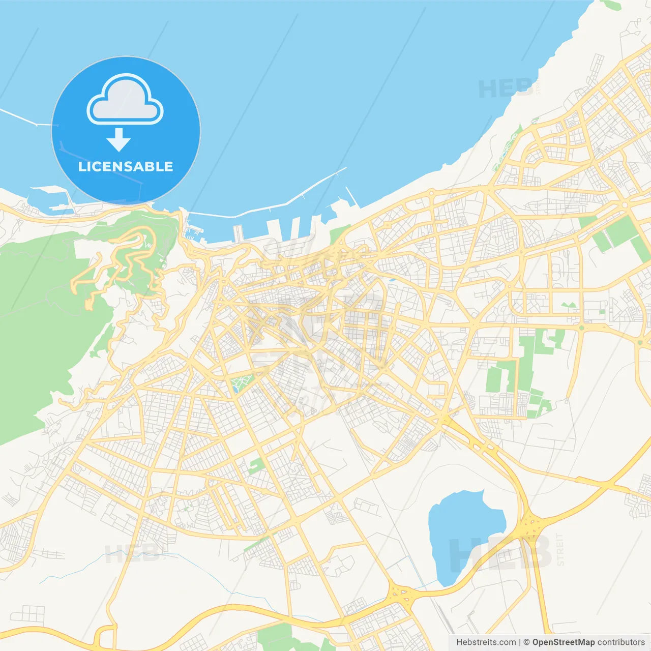 Printable street map of Oran, Algeria