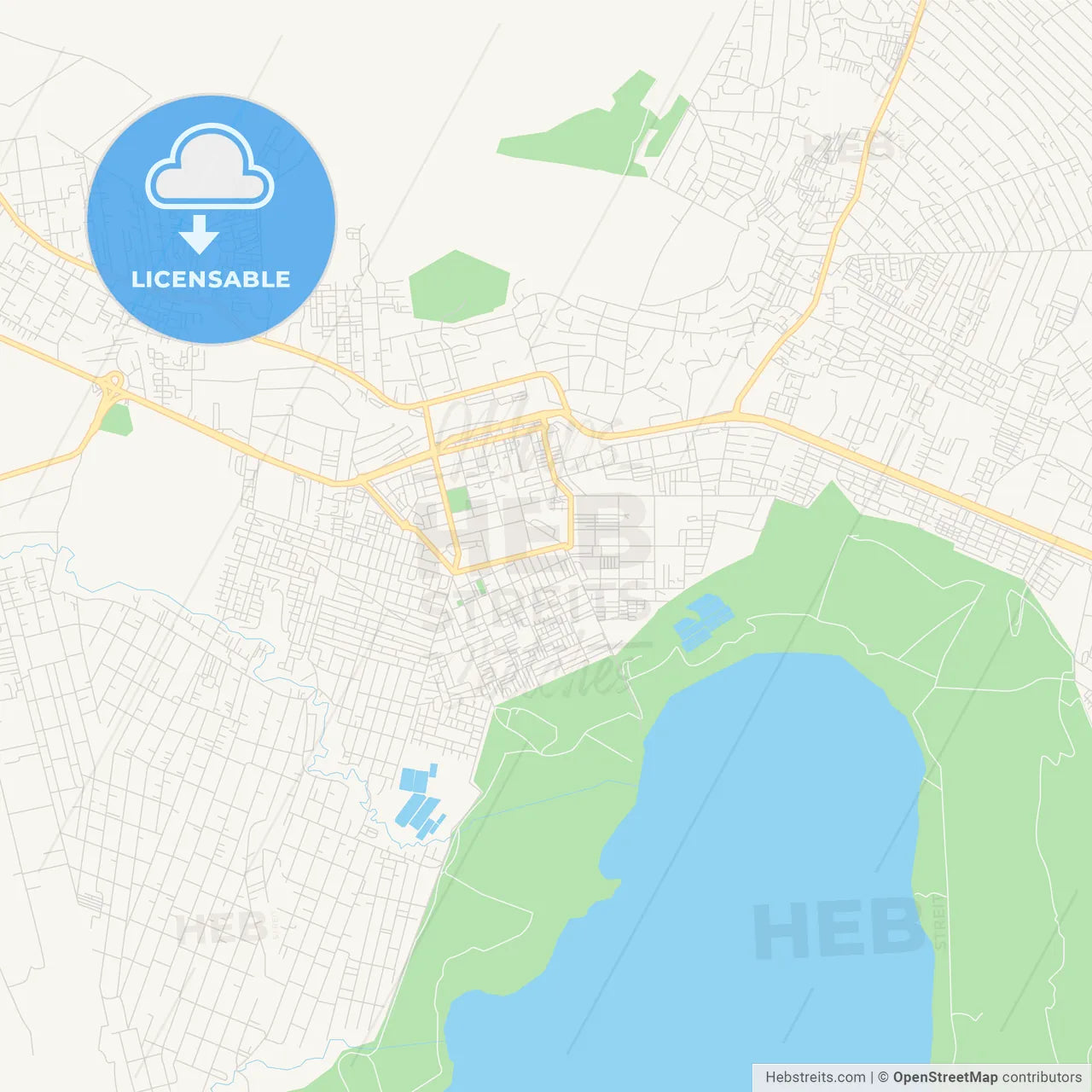 Printable street map of Nakuru, Kenya