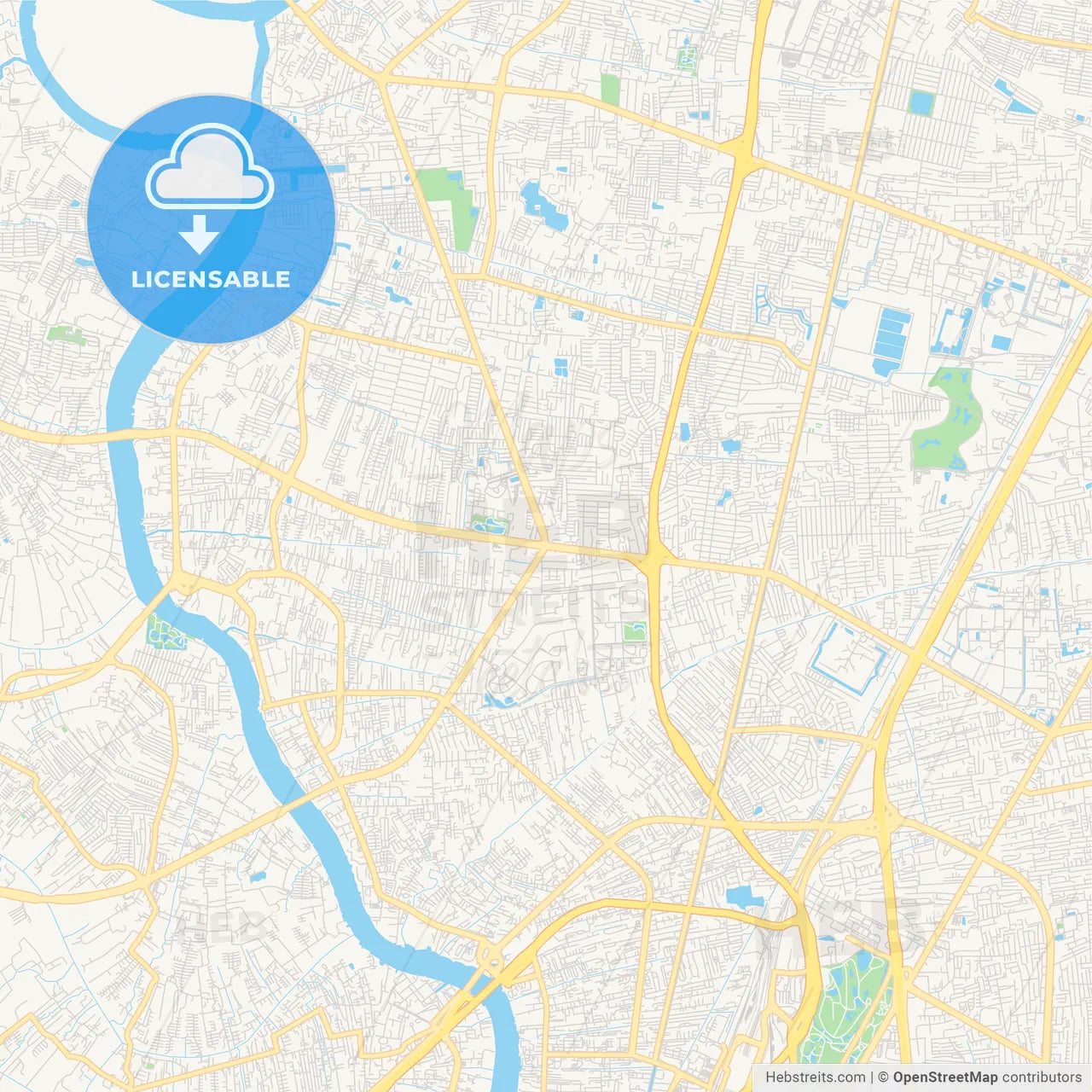 Printable street map of Nonthaburi, Thailand