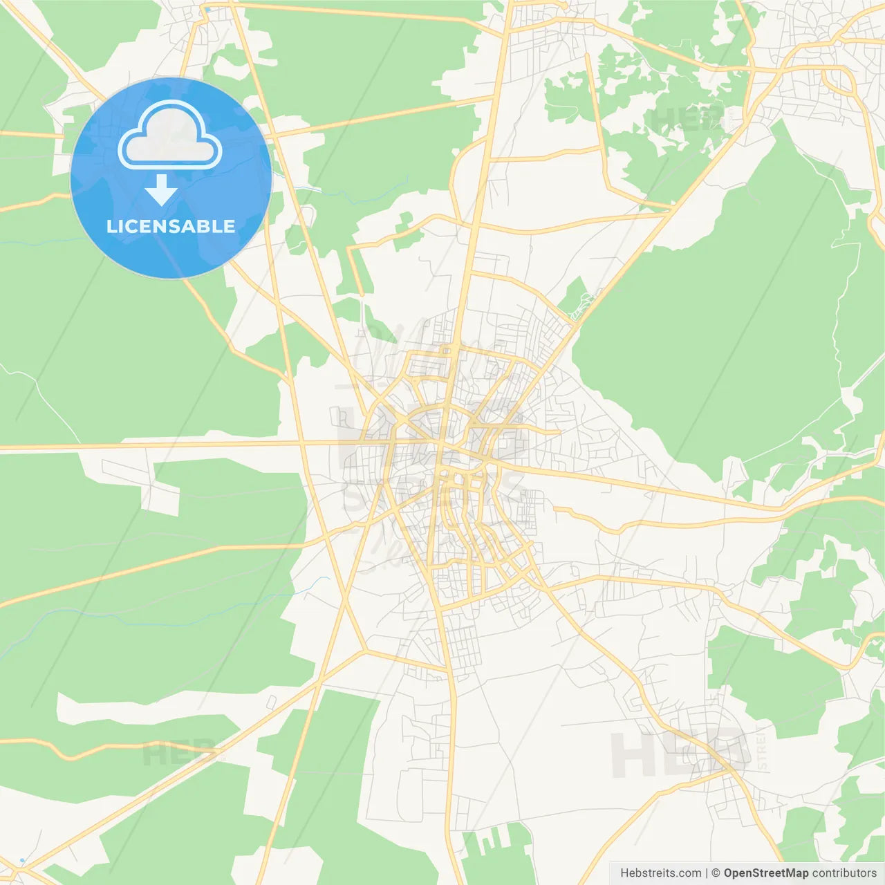 Printable street map of As-Suwayda, Syria