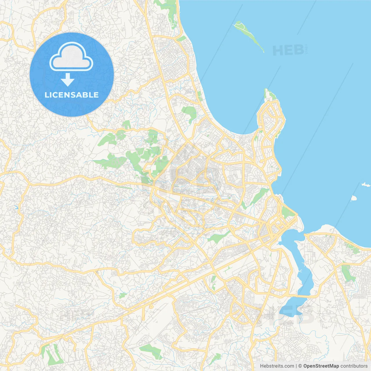 Printable street map of Dar es Salaam, Tanzania