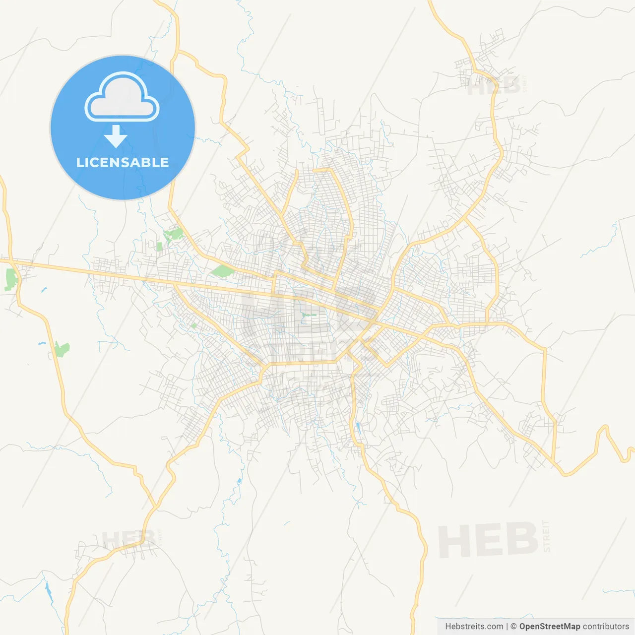Printable street map of Beni, DR Congo