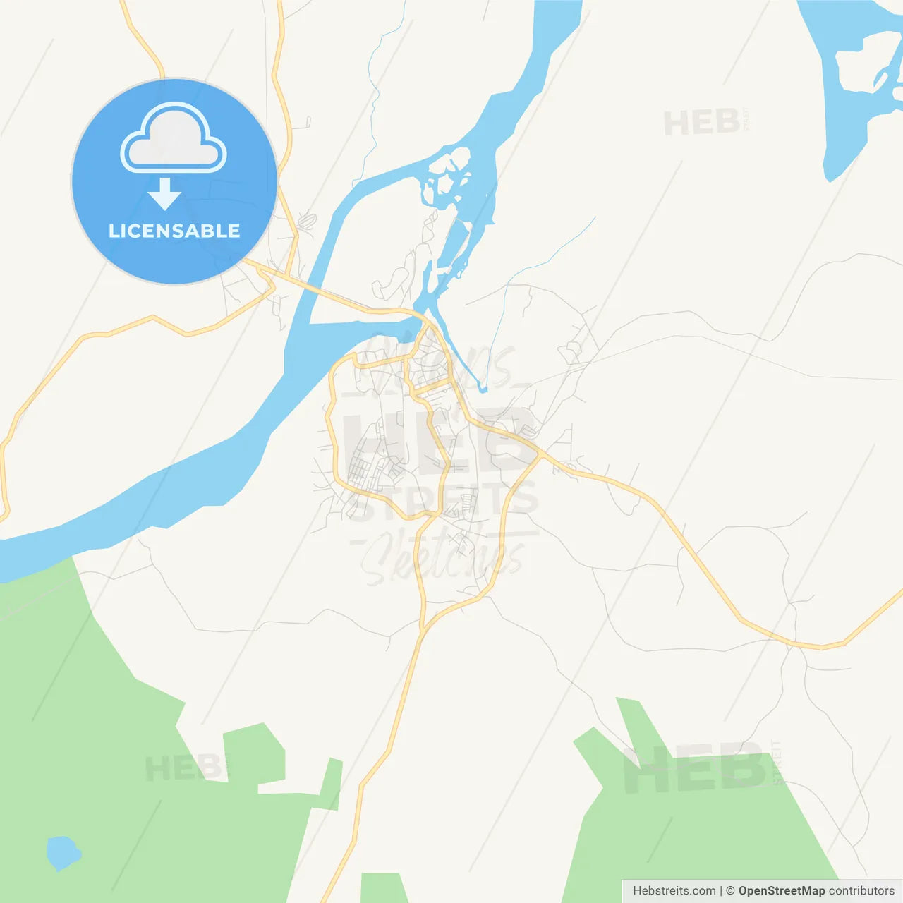 Printable street map of Edea, Cameroon