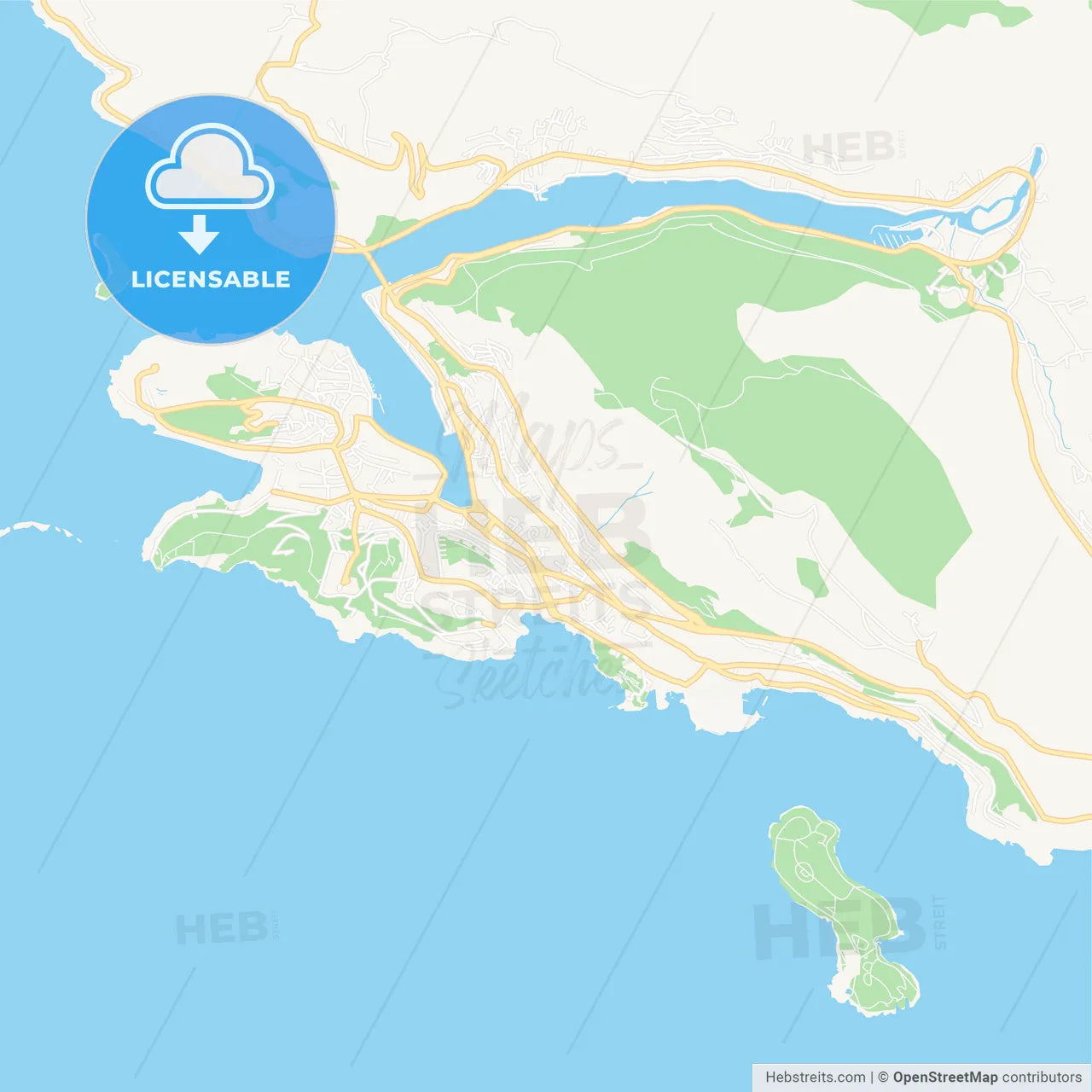 Dubrovnik , Croatia Vector Map - Classic Colors