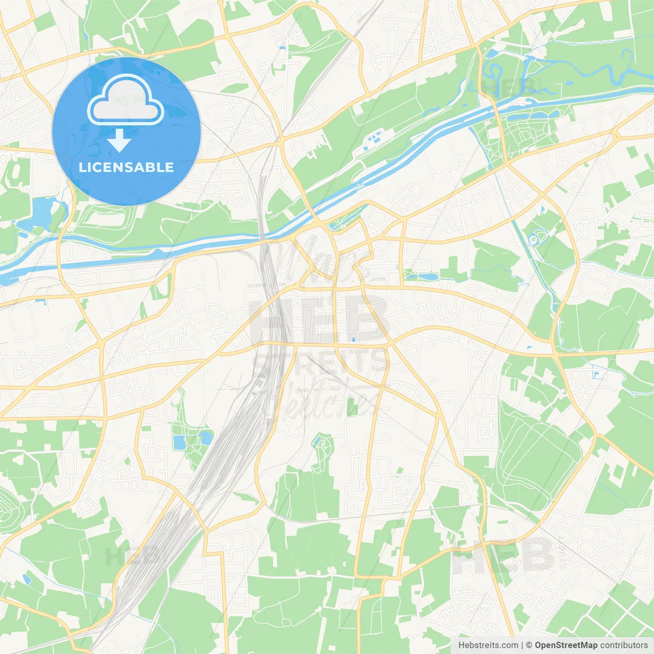 Hamm, Germany Vector Map - Classic Colors