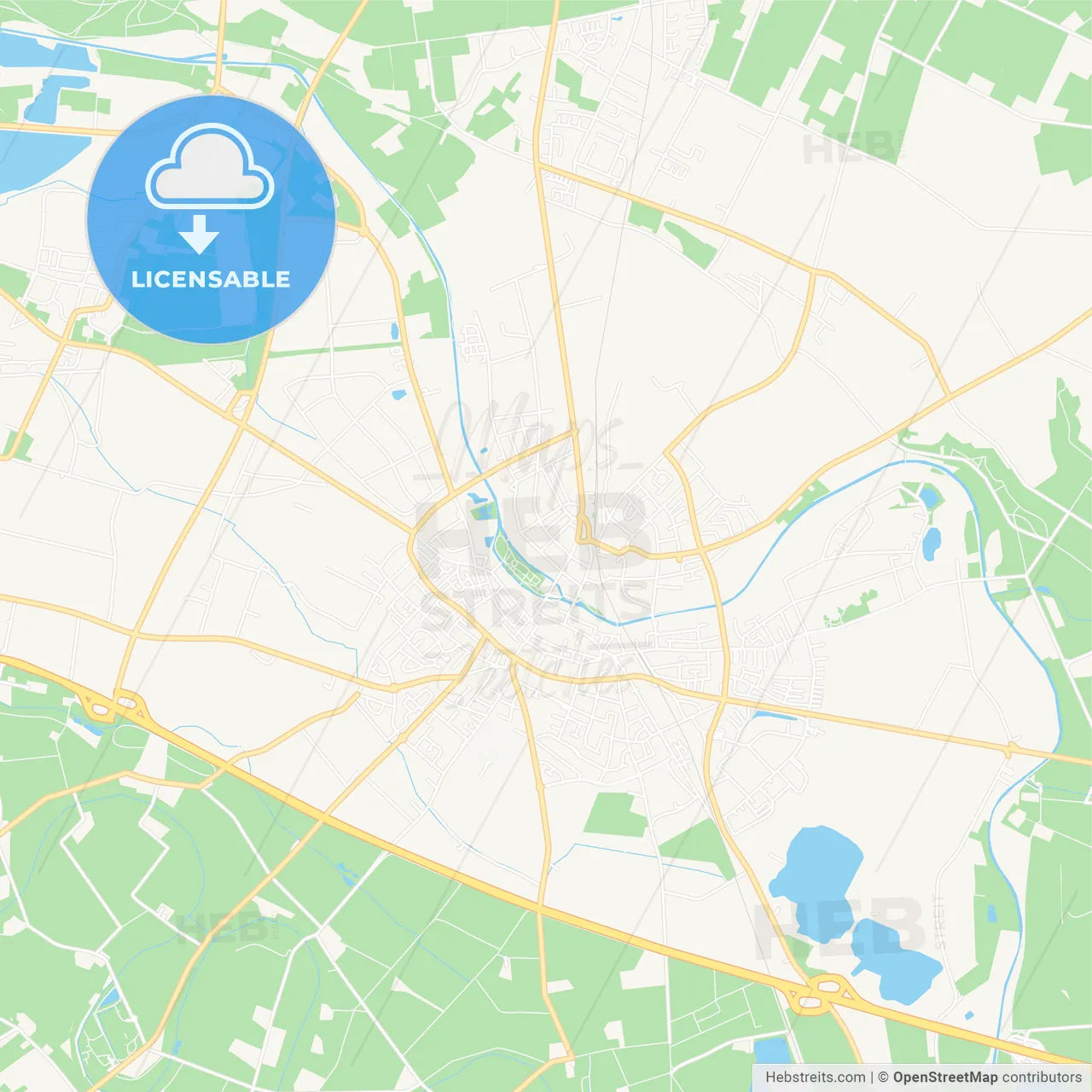 Goch, Germany Vector Map - Classic Colors