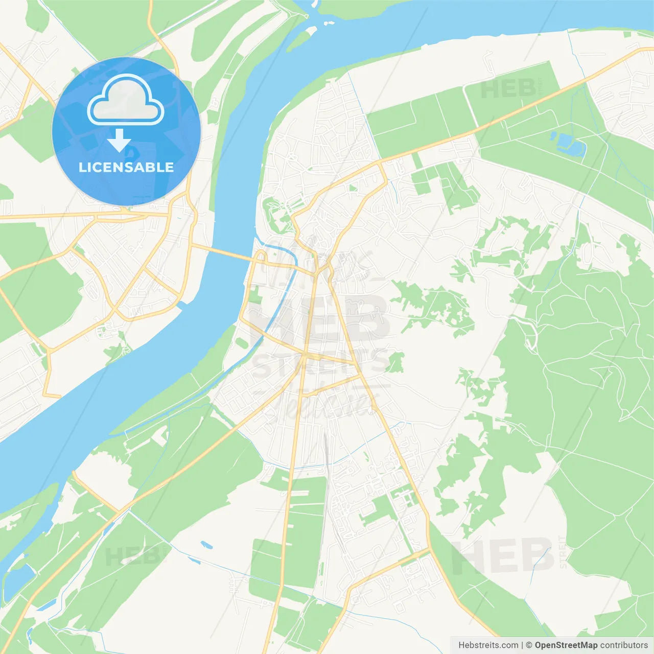 Esztergom, Hungary Vector Map - Classic Colors