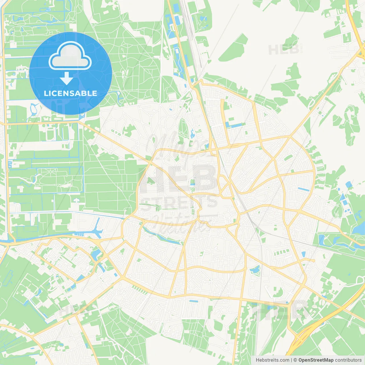 Hilversum, Netherlands Vector Map - Classic Colors